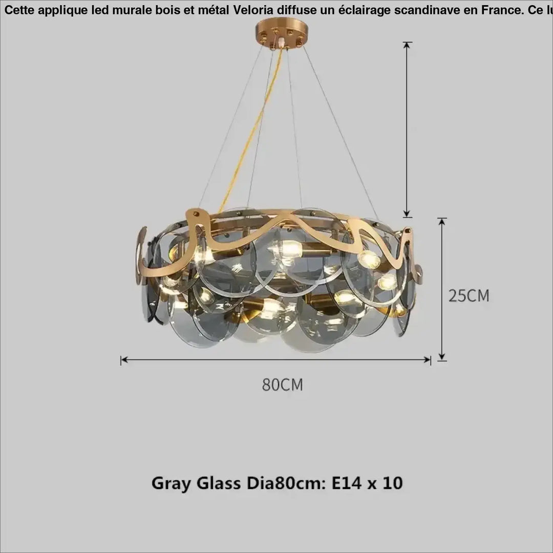Suspension luminaire en verre blanc et structure dorée chic