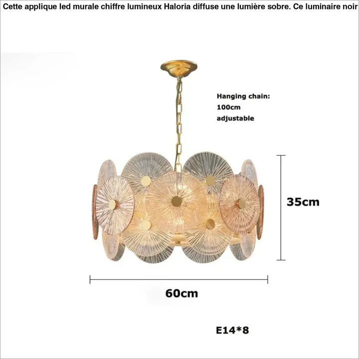 Suspension luminaire design dorée à disques lumineux moderne