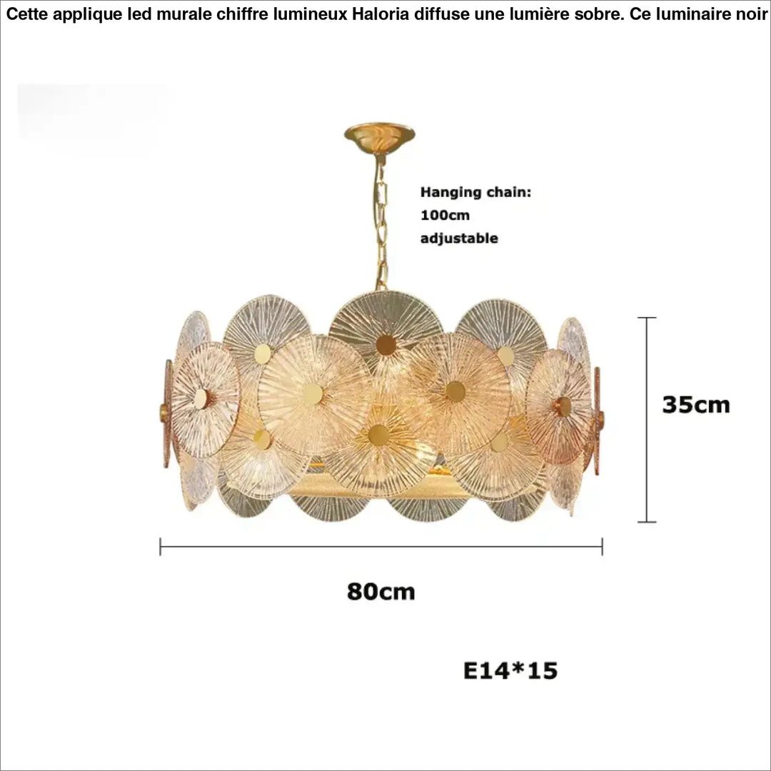 Suspension luminaire design dorée à disques lumineux moderne