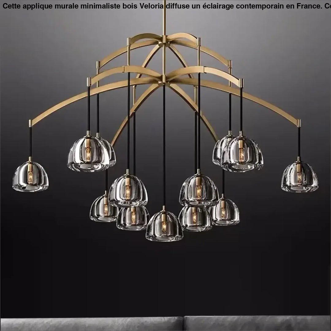 Suspension design en cloches de verre fumé clair chic