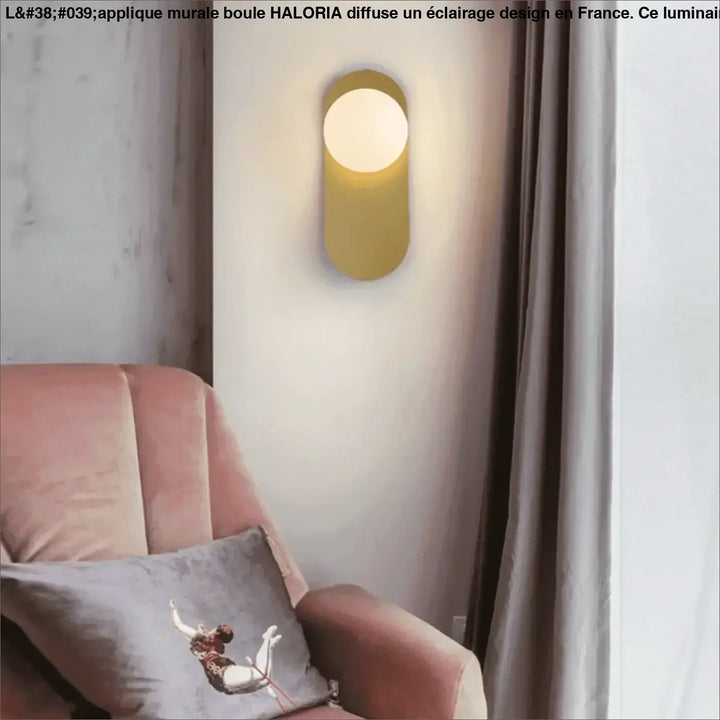 Applique mural boule moderne en forme cylindrique dorée avec lumière circulaire douce par haloria