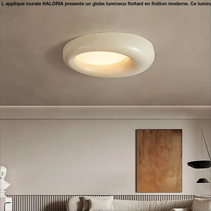 Luminaire plafonnier torix led style en vert avocat avec design circulaire blanc et lumière ambiante chaleureuse