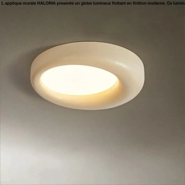 Luminaire plafonnier torix led style cercle finition mate blanc cassé avec éclat d ambiance chaude