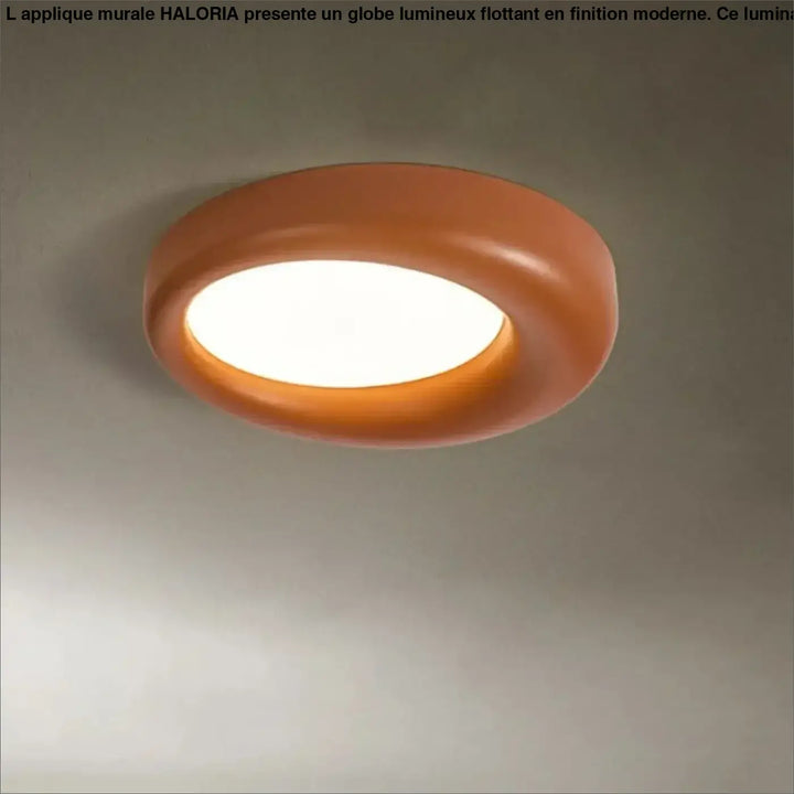 Luminaire plafonnier torix led style orange circulaire avec finition mate et centre blanc lumineux