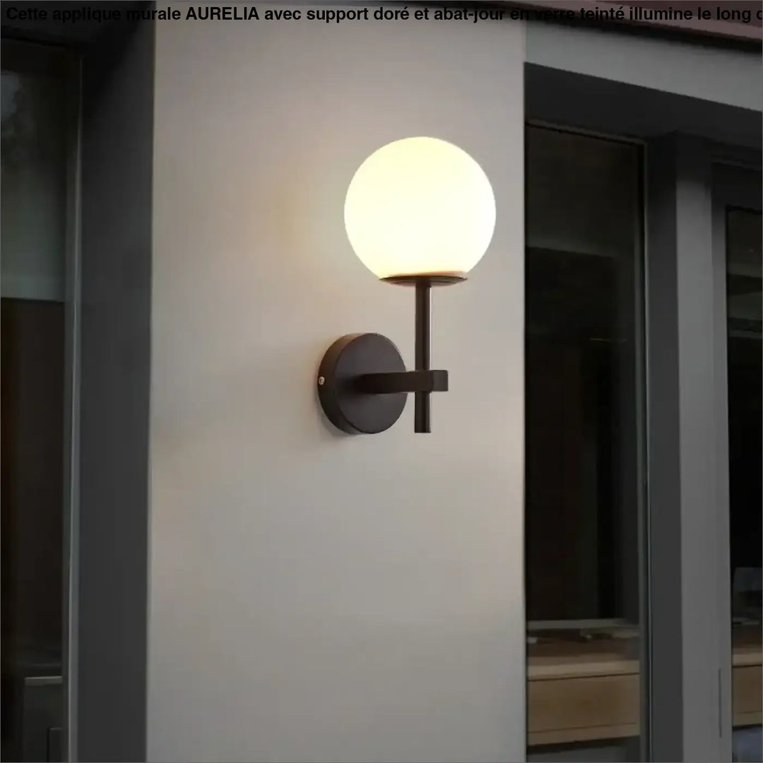 Applique Murale À Support Et À L’Abat-Jour En Verre Teinté