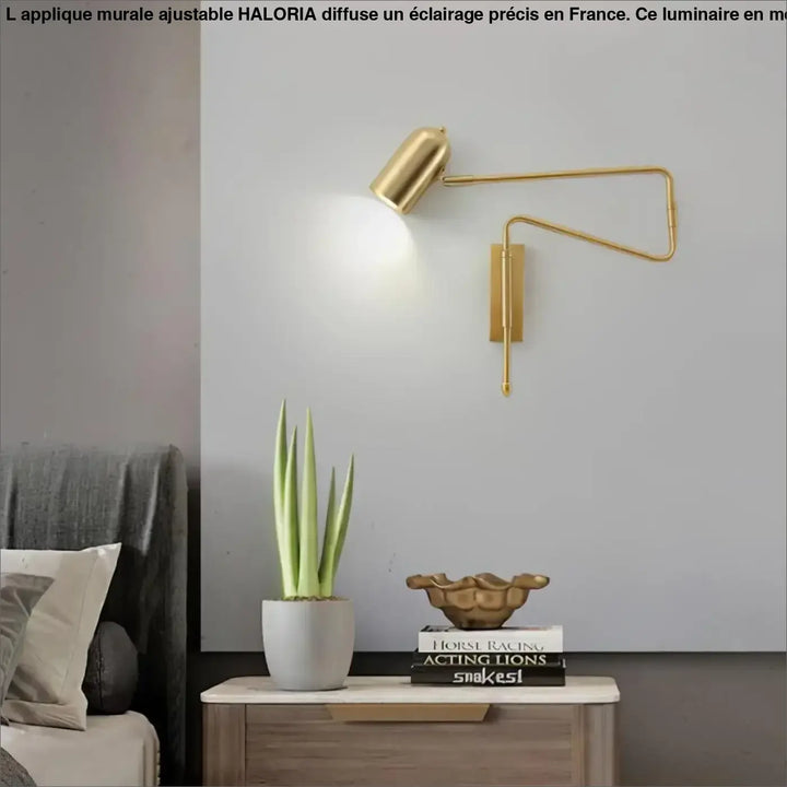 Applique Murale Ajustable avec Bras Articulé Doré