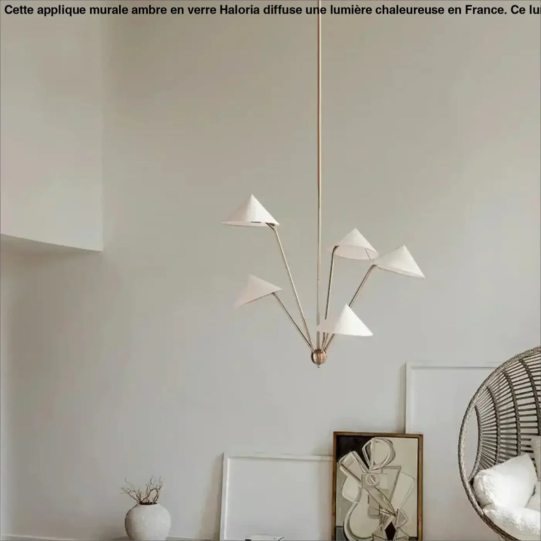 Suspension luminaire design minimaliste à formes coniques blanc
