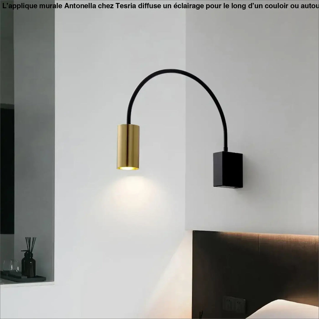 Applique Murale Arc En Métal Noir Et Tête Cylindrique