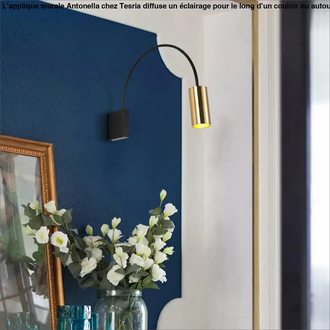 Applique Murale Arc En Métal Noir Et Tête Cylindrique