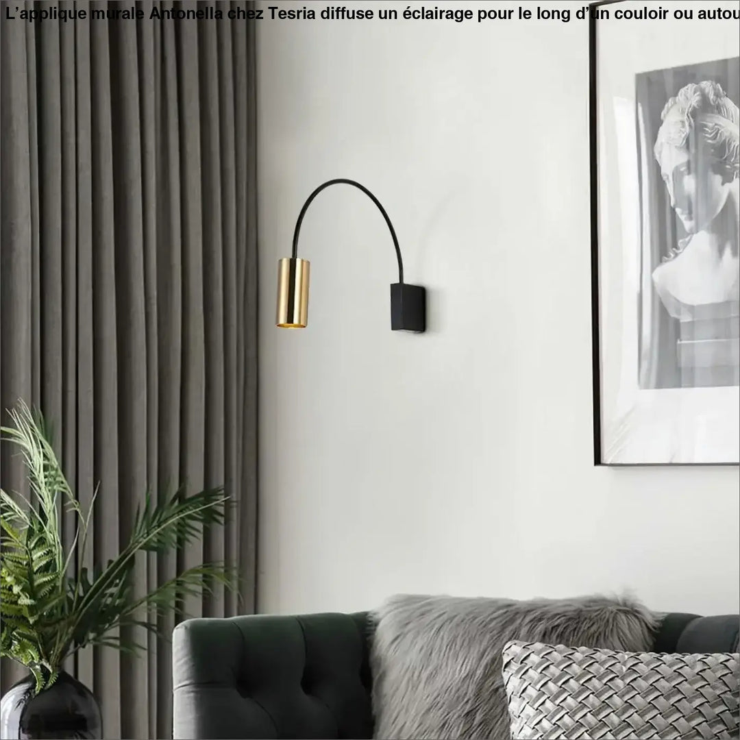 Applique Murale Arc En Métal Noir Et Tête Cylindrique