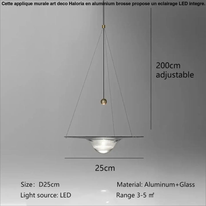Suspension luminaire moderne led en aluminium et verre