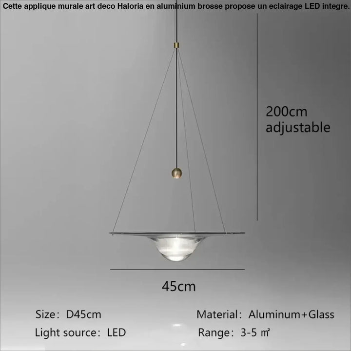 Suspension luminaire moderne led en aluminium et verre