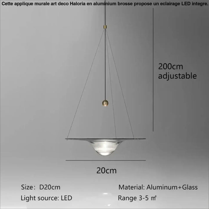 Suspension luminaire moderne led en aluminium et verre