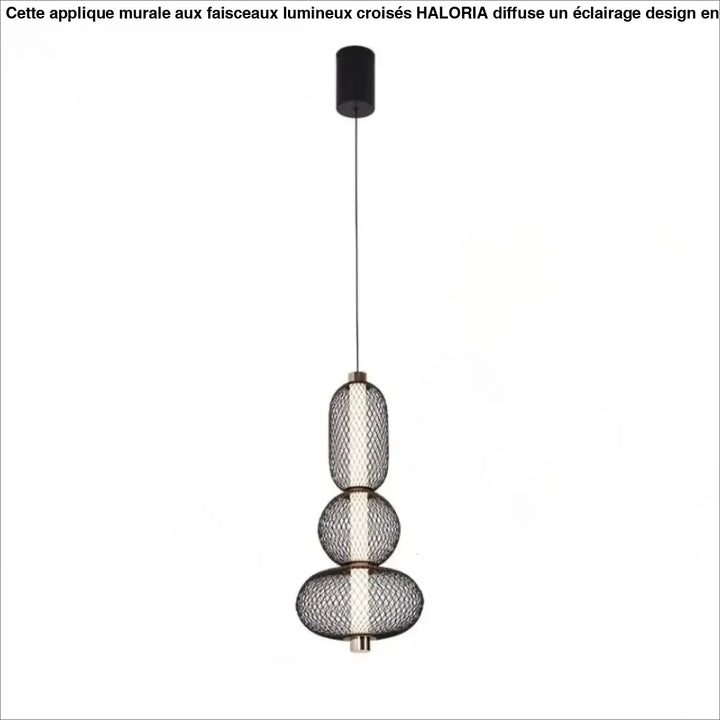 Suspension luminaire vako avec trois abat-jours ovales en maille métallique foncée en lampes suspendues modernes