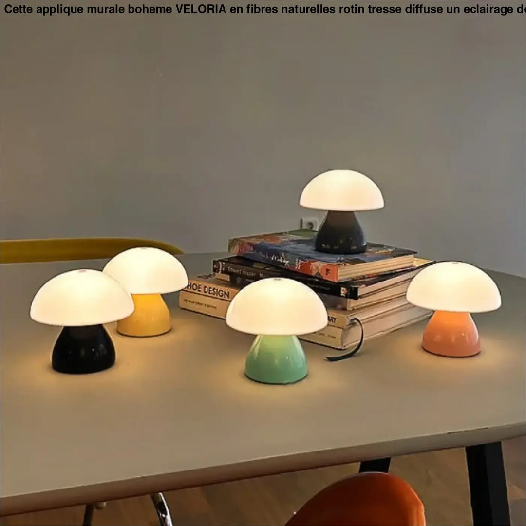 Lampe de table design champignon coloré style rétro chic