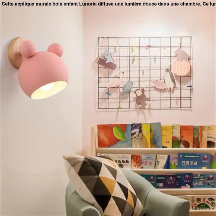 Applique Murale Bois Enfant Aluminium Visage Oreilles