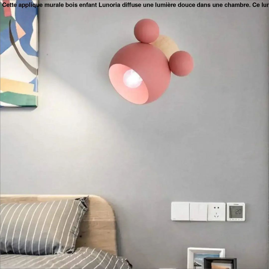 Applique Murale Bois Enfant Aluminium Visage Oreilles