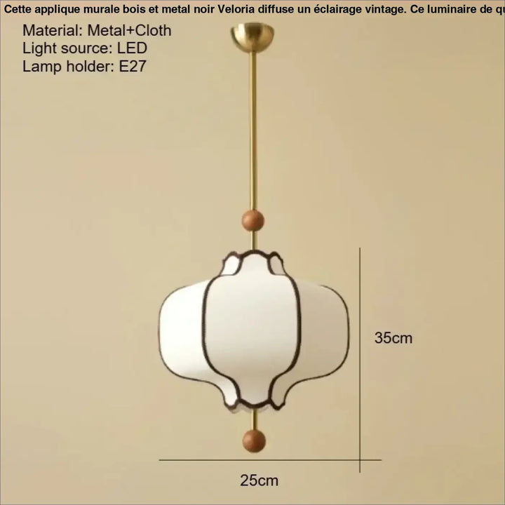 Suspension luminaire en tissu blanc chic et moderne