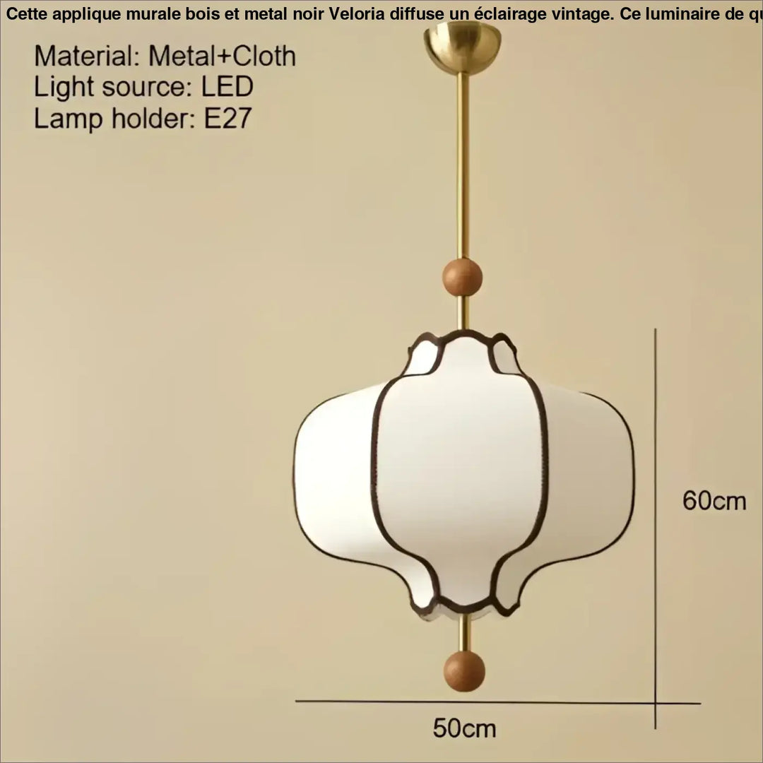Suspension luminaire en tissu blanc chic et moderne