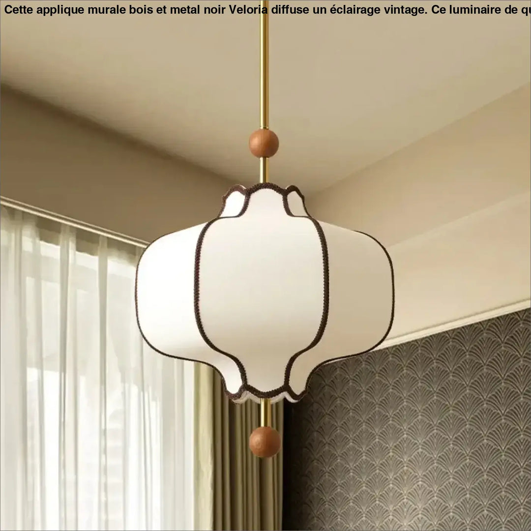 Suspension luminaire en tissu blanc chic et moderne