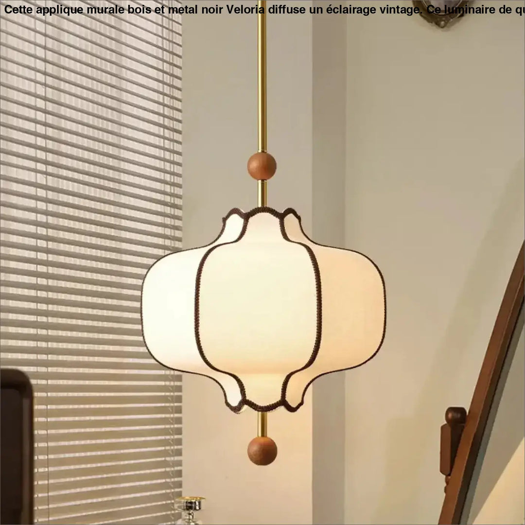 Suspension luminaire en tissu blanc chic et moderne