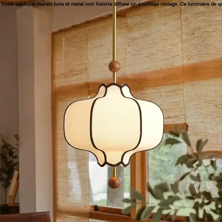 Suspension luminaire en tissu blanc chic et moderne