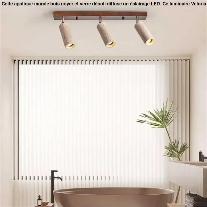 Plafonnier spots en pierre et bois au design scandinave et moderne