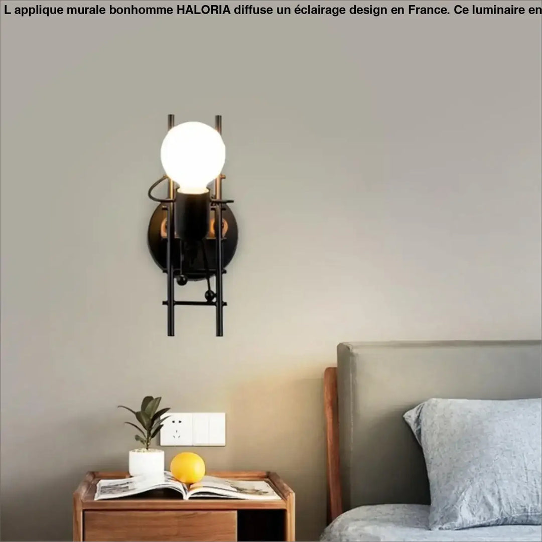 Applique Murale Bonhomme Design Moderne en Gris Noir Blanc