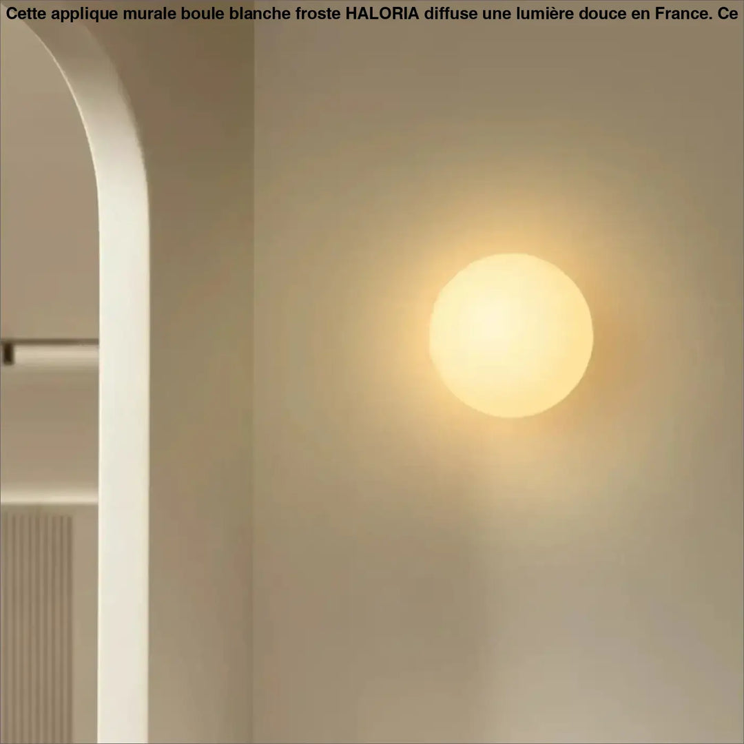 Applique murale boule blanche froste en verre dépoli avec finition ton chaud pour éclairage intérieur haloria