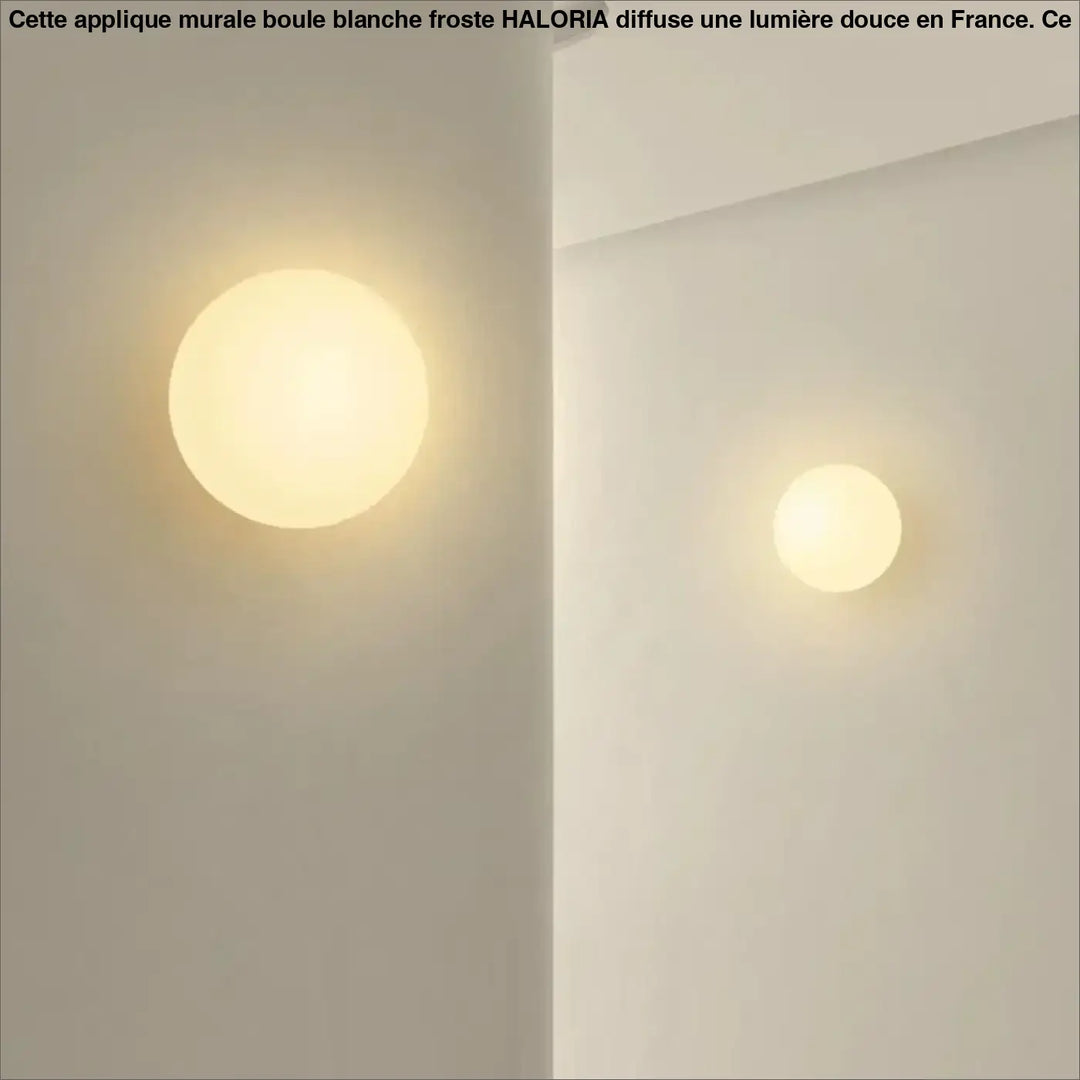 Applique murale boule blanche froste en verre givré avec un éclairage chaud et doux pour murs intérieurs