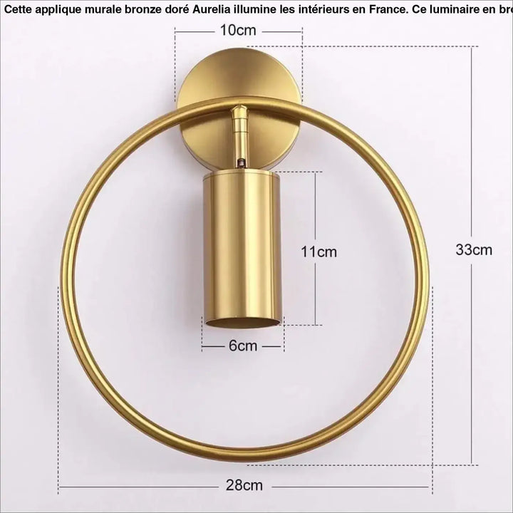 Applique Murale Bronze Doré Design Cercle Cylindre