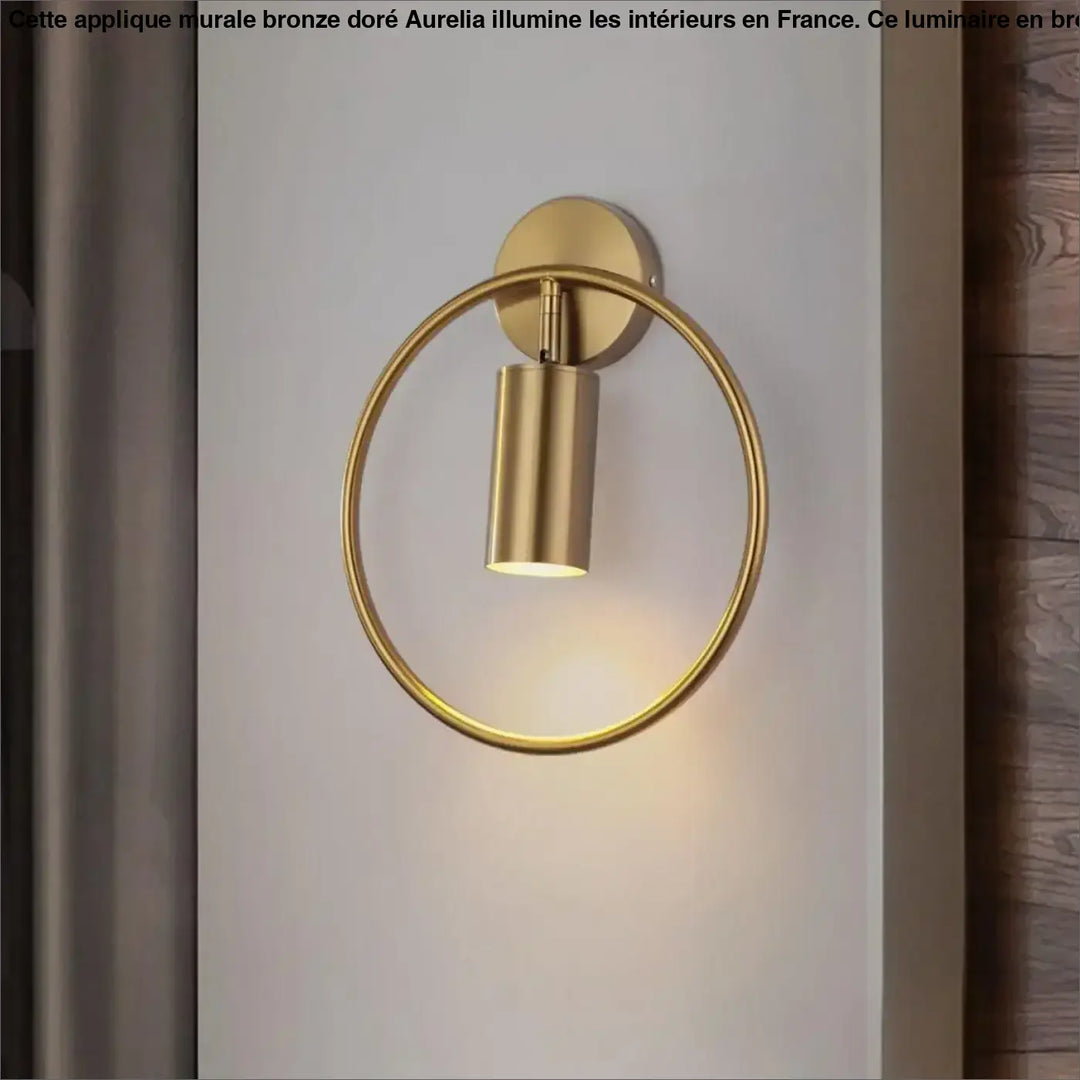 Applique Murale Bronze Doré Design Cercle Cylindre