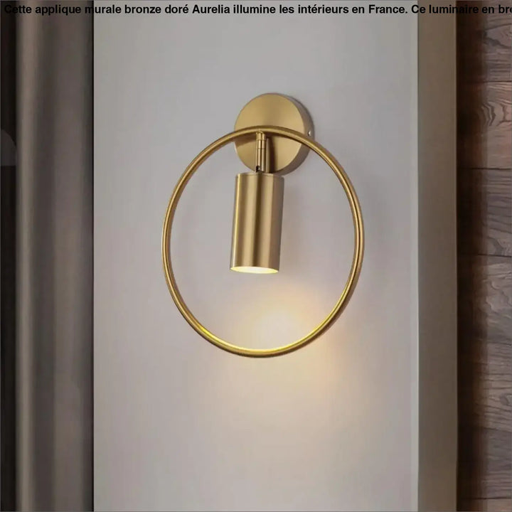 Applique Murale Bronze Doré Design Cercle Cylindre
