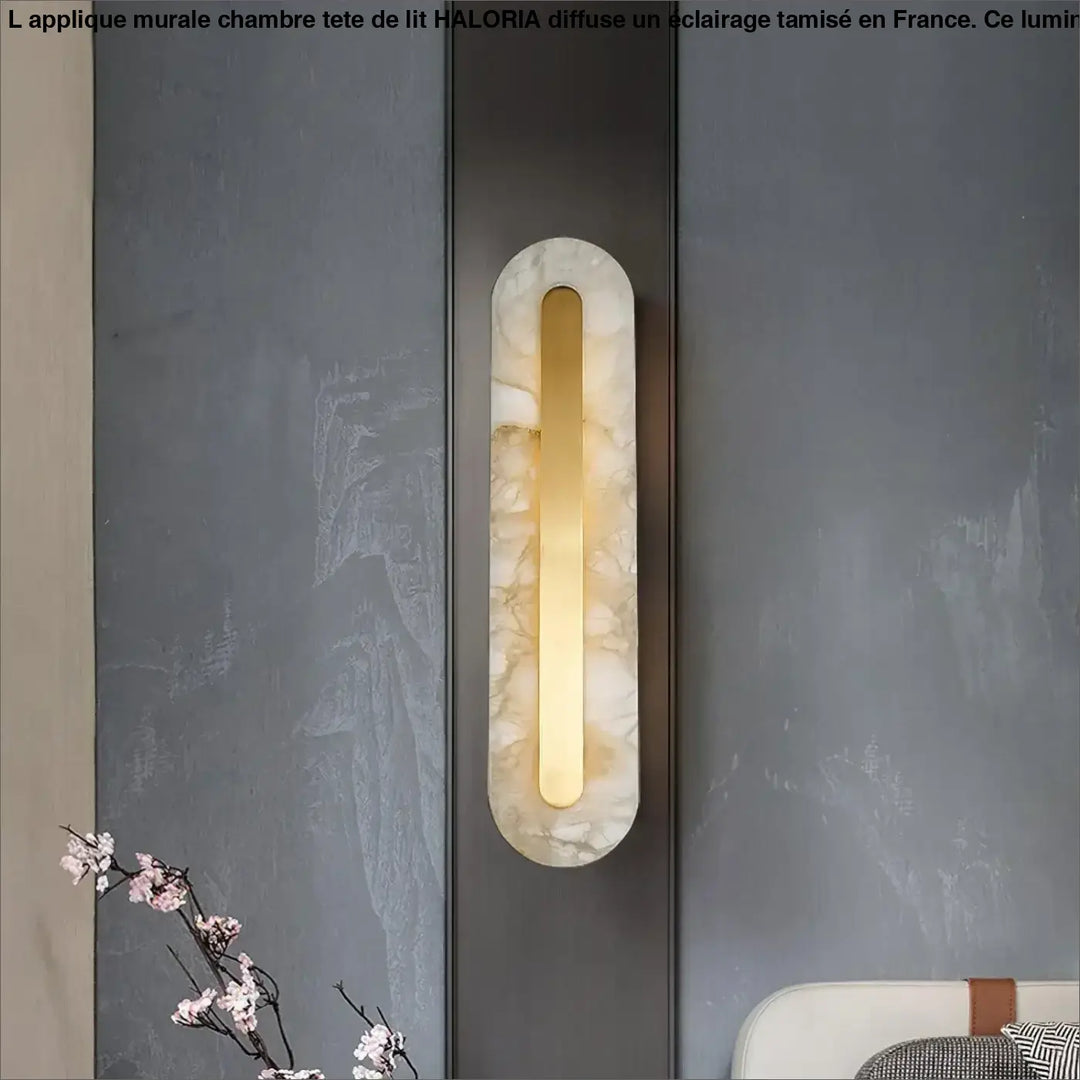 Applique Murale Chambre Tête De Lit Dorée Longue En Marbre