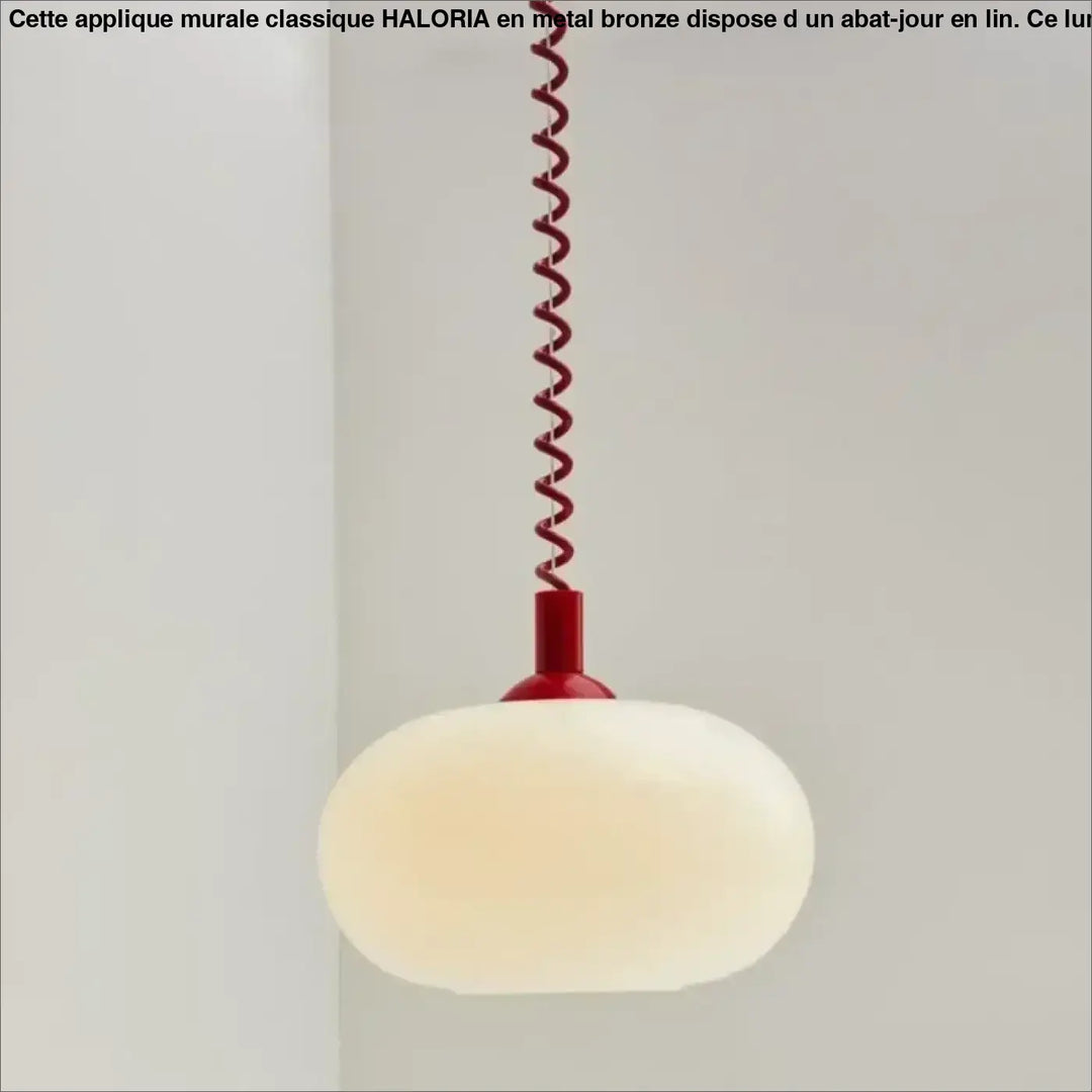 Suspension luminaire blanc avec câble spirale style minimaliste