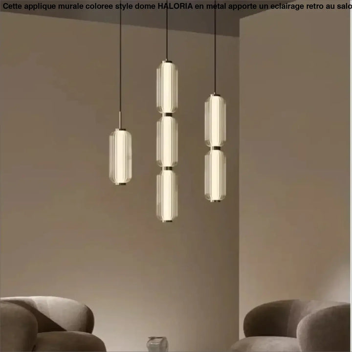Suspension Design Cylindrique En Verre Nervuré Verticale