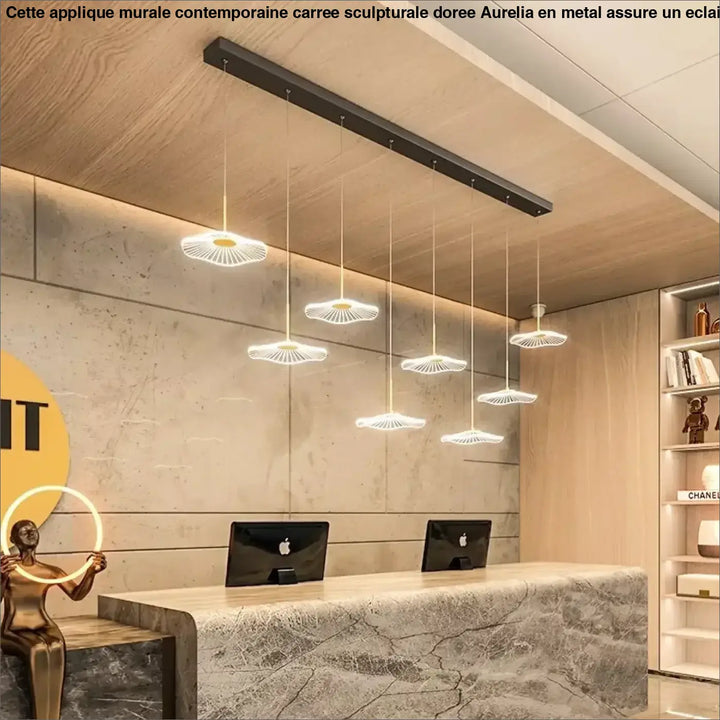 Suspension Luminaire LED en verre support noir