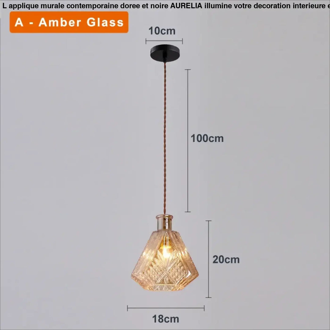 Suspension luminaire en verre ciselé style art déco élégant