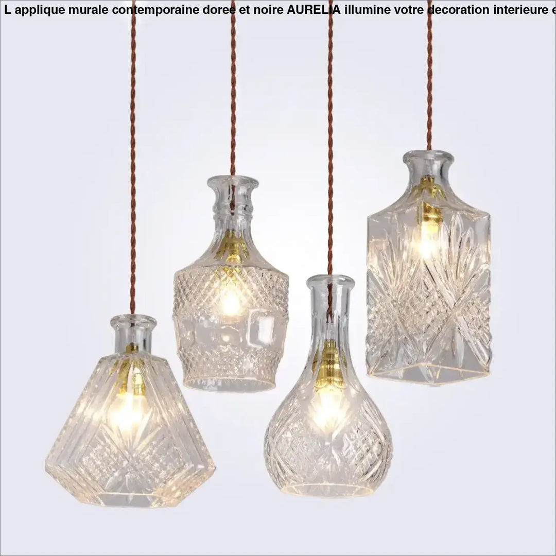 Suspension luminaire en verre ciselé style art déco élégant