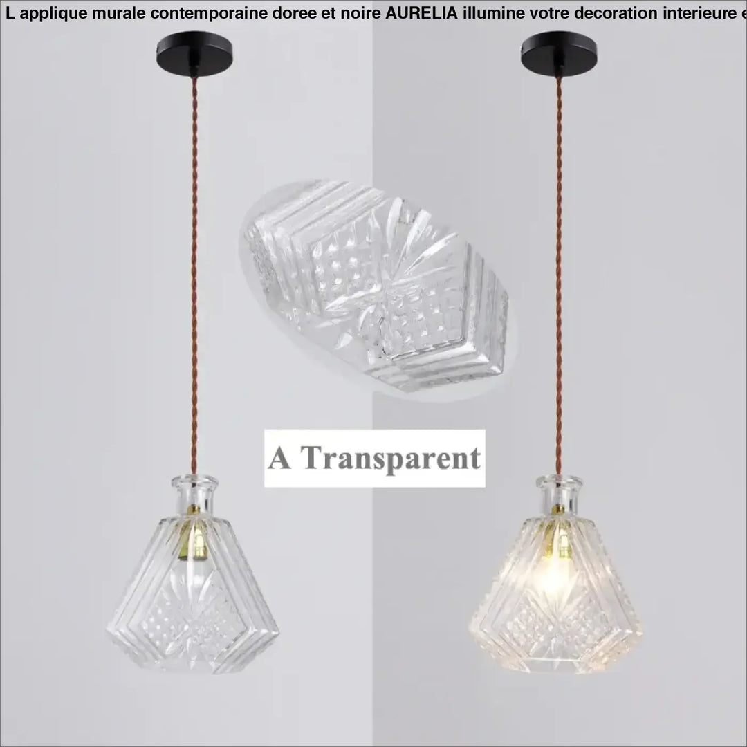 Suspension luminaire en verre ciselé style art déco élégant