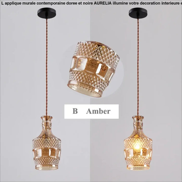 Suspension luminaire en verre ciselé style art déco élégant