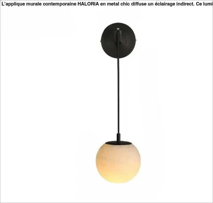 Applique murale noura noire sphérique avec globe en verre dépoli et plaque de fixation en métal mat