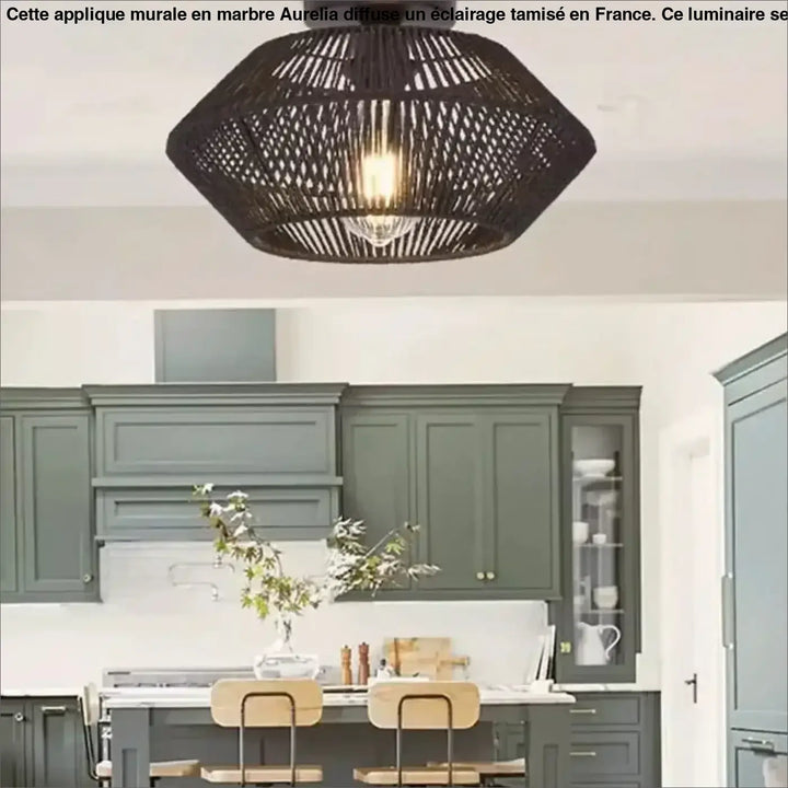 Plafonnier en corde tressée style naturel et élégant