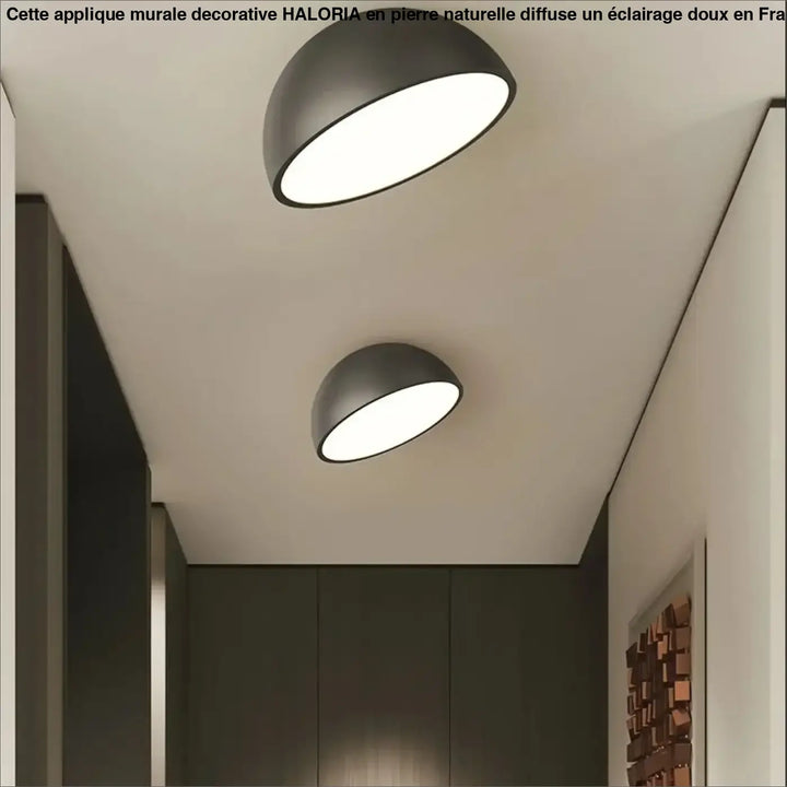 Plafonnier demi sphère bois led design moderne naturel