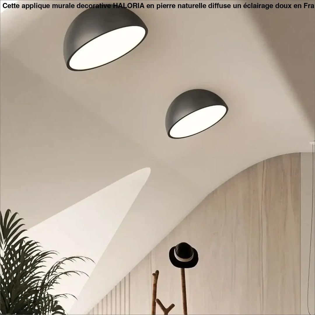 Plafonnier demi sphère bois led design moderne naturel