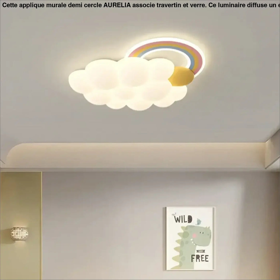Plafonnier Enfant Nuage Et Peluche Avec Lumière Led Blanc
