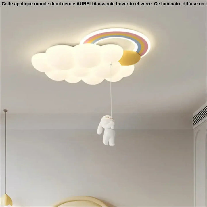 Plafonnier Enfant Nuage Et Peluche Avec Lumière Led Blanc