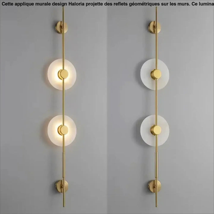 Applique murale discor en métal doré avec disques en verre dépoli pour salle à manger design minimaliste
