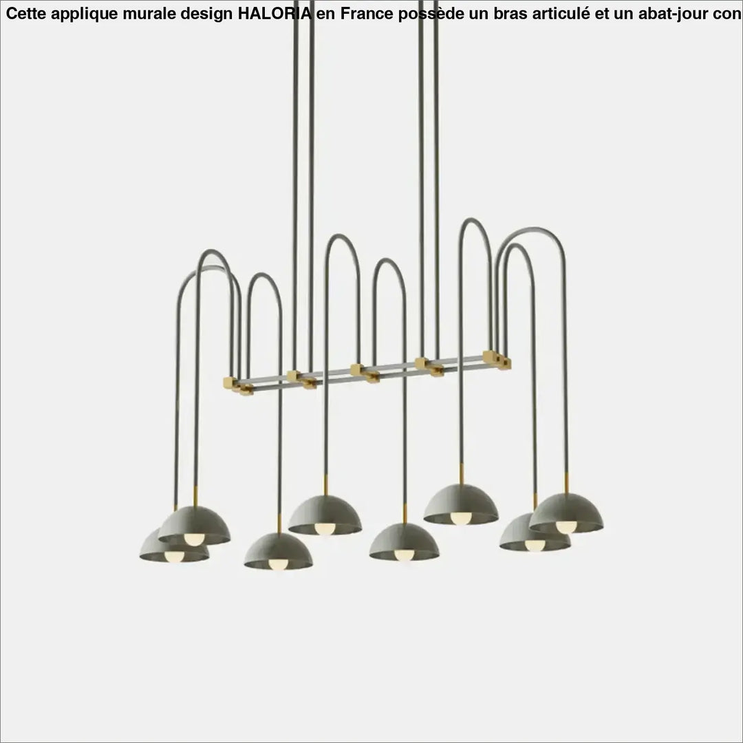 Suspension luminaire rumia design moderne avec finition gris mat et accents en laiton pour une présence spectaculaire