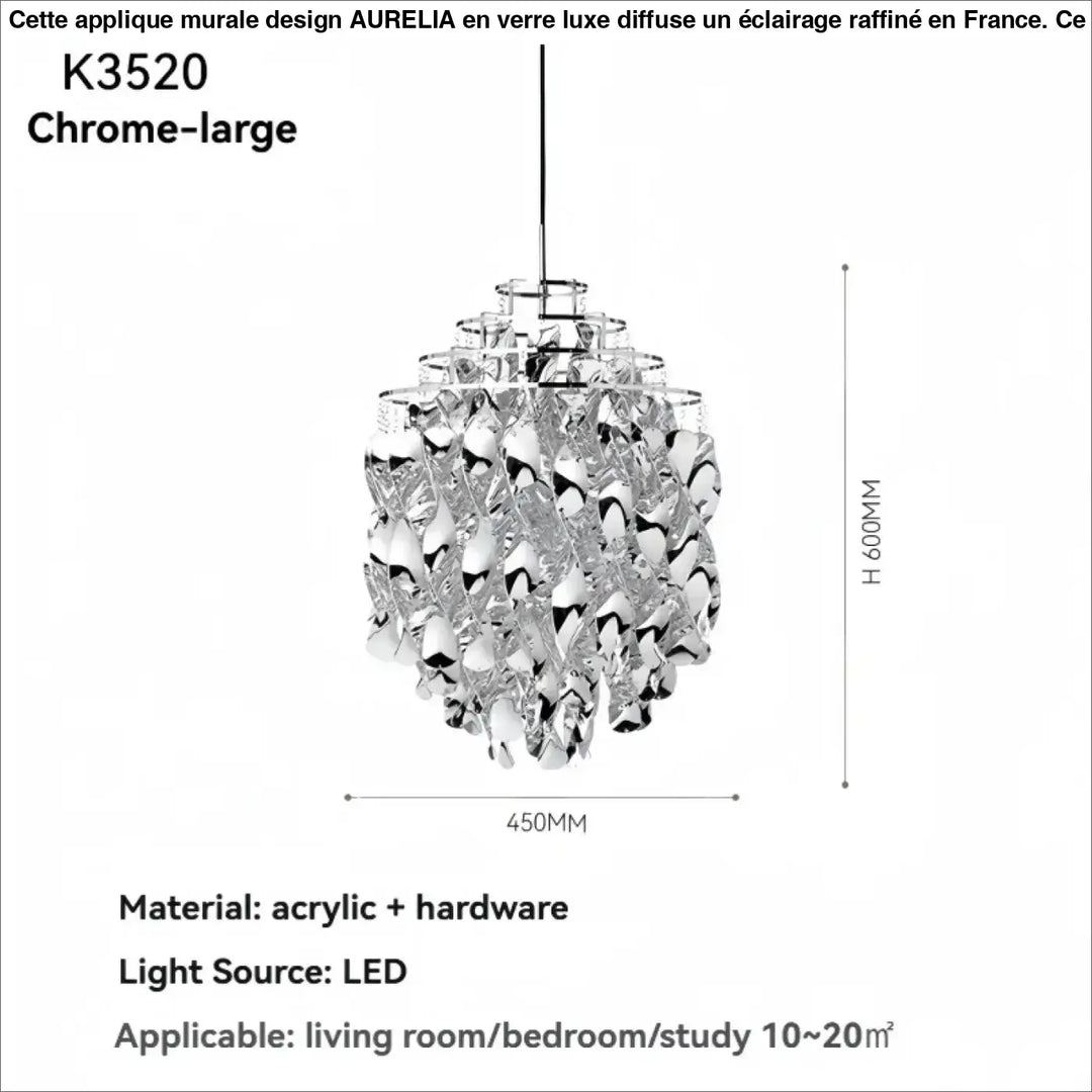 Suspension luxe acrylique dorée design moderne led raffiné